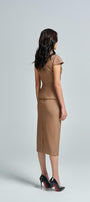 Melody Pencil Back Slit Twill Midi Skirt - MEAN BLVD