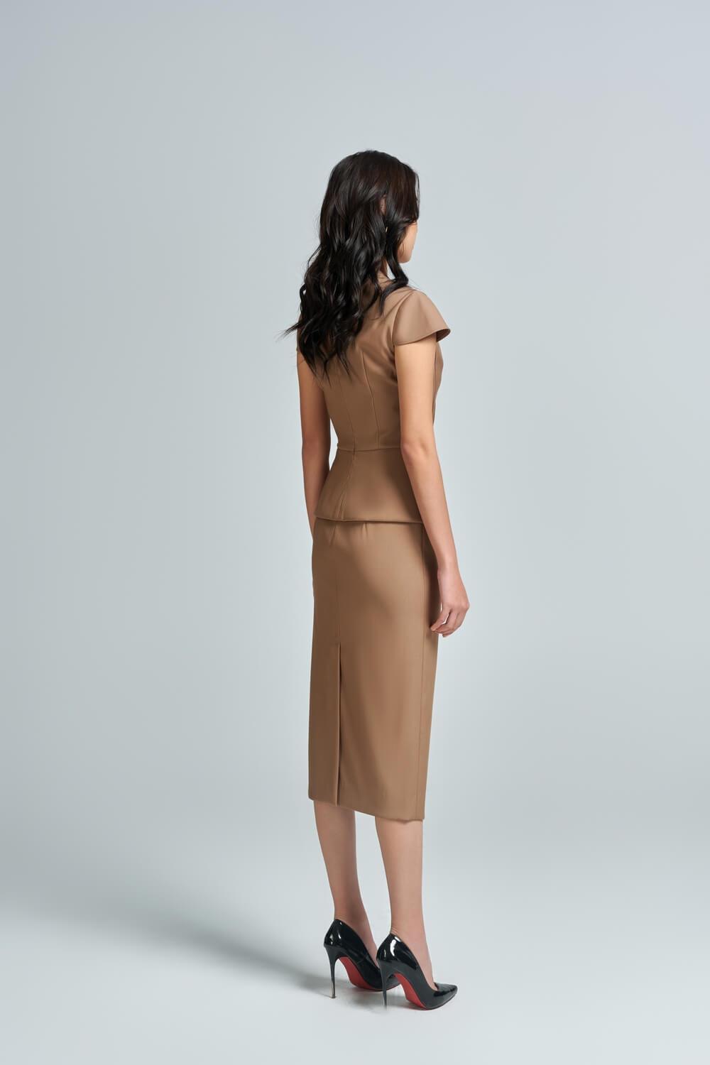 Melody Pencil Back Slit Twill Midi Skirt - MEAN BLVD