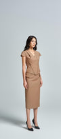 Melody Pencil Back Slit Twill Midi Skirt - MEAN BLVD