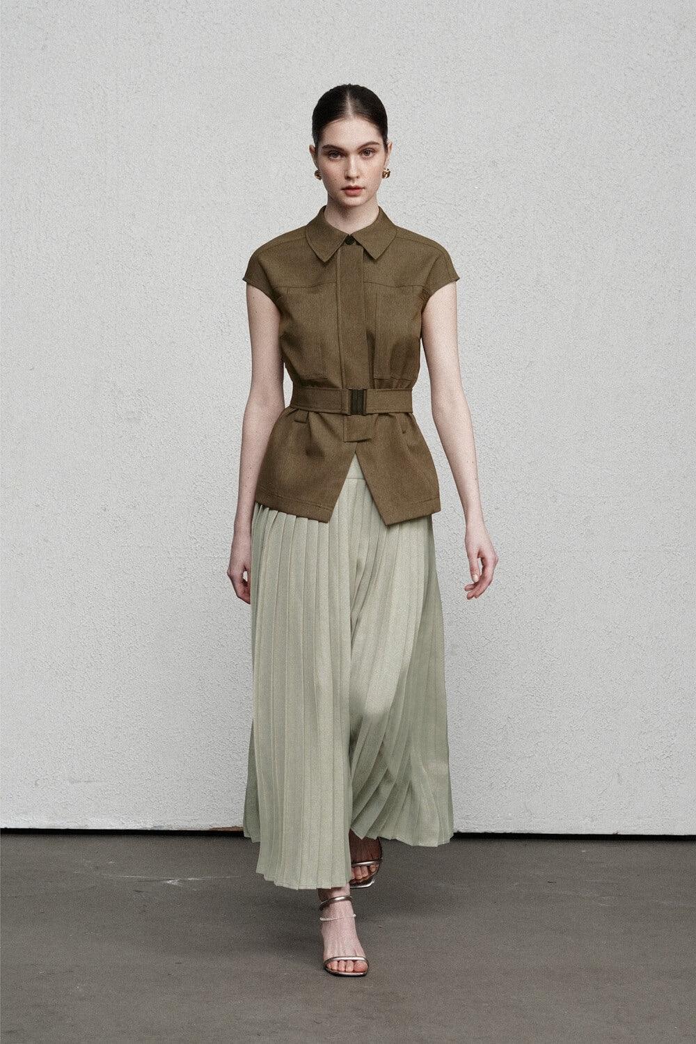 Mila Straight Pleated Modal Maxi Skirt MEAN BLVD