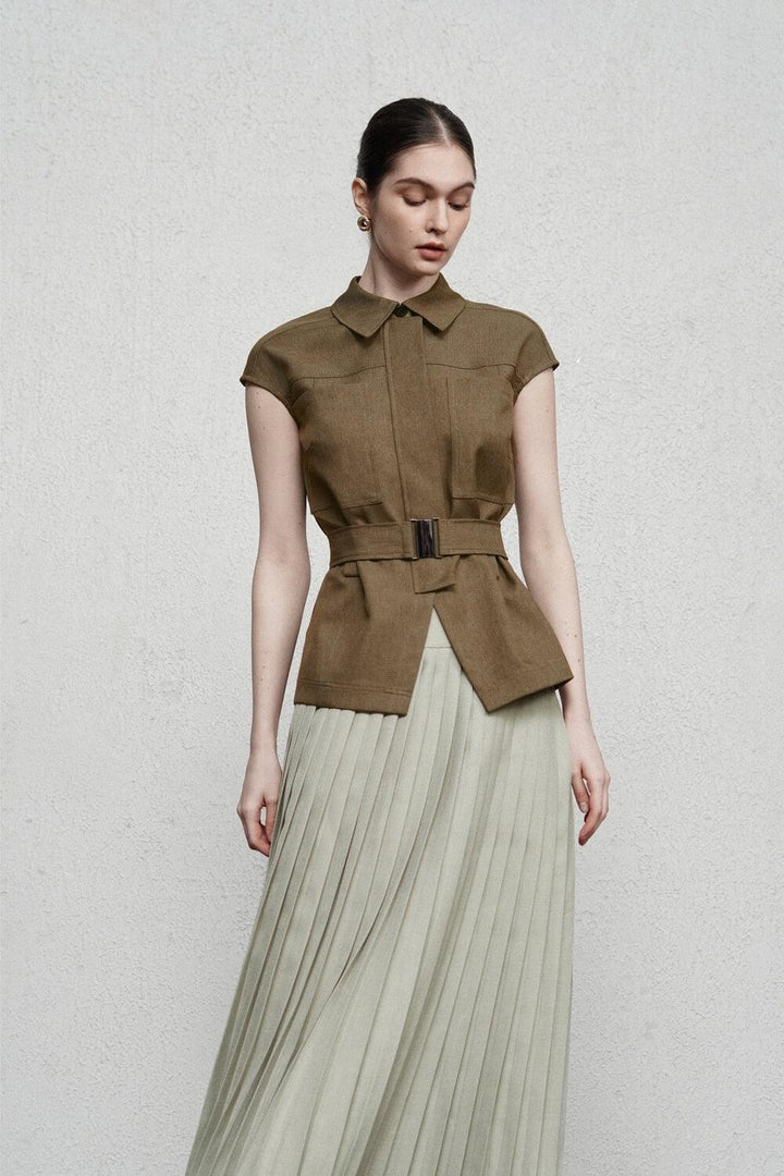 Mila Straight Pleated Modal Maxi Skirt MEAN BLVD