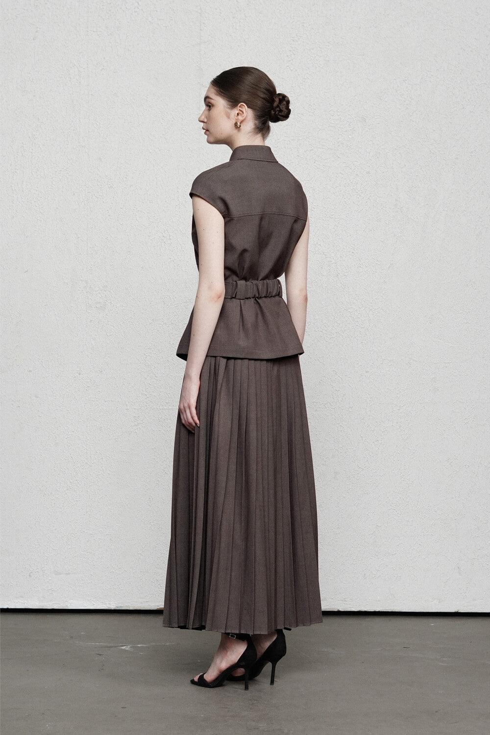 Mila Straight Pleated Modal Maxi Skirt MEAN BLVD