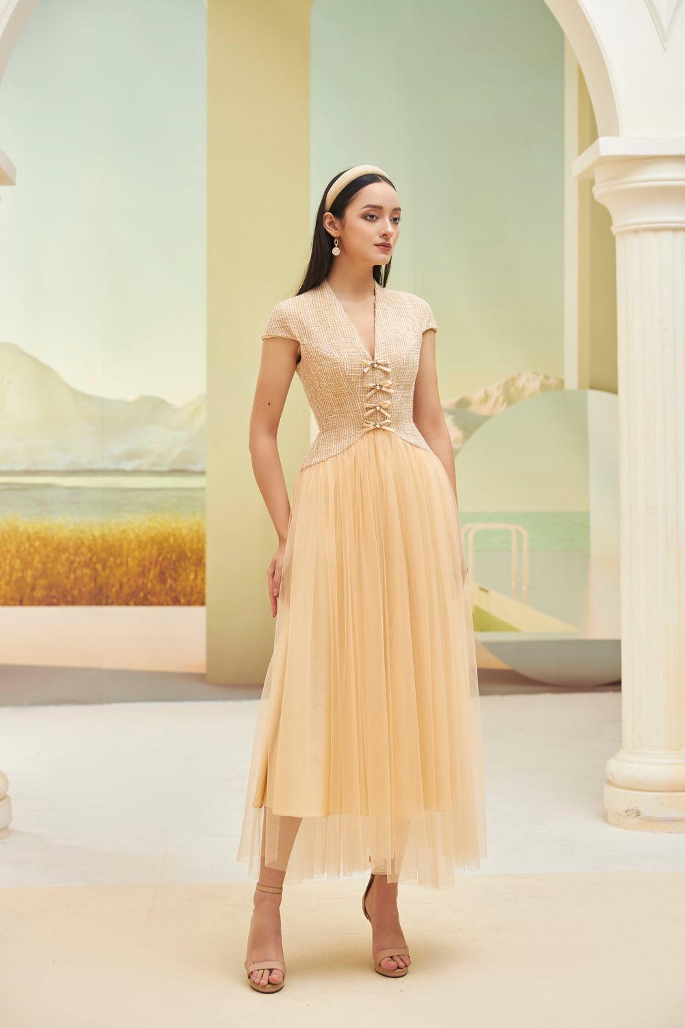 Nomi V-Neck Midi Dress MEAN BLVD