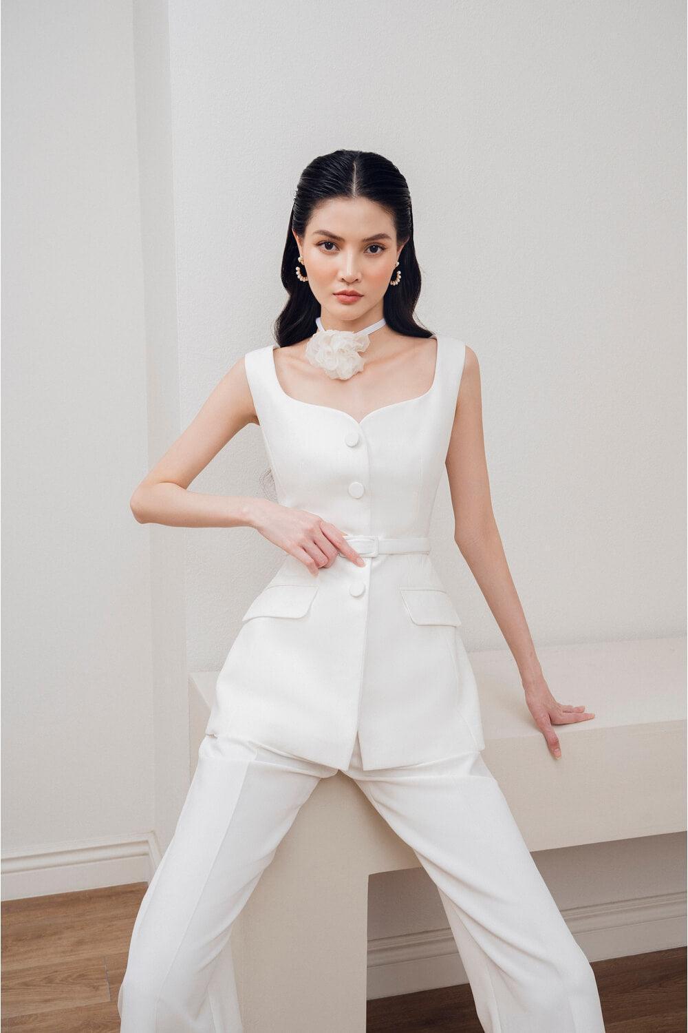 Nomi Peplum Strappy Cotton Velvet Top MEAN BLVD