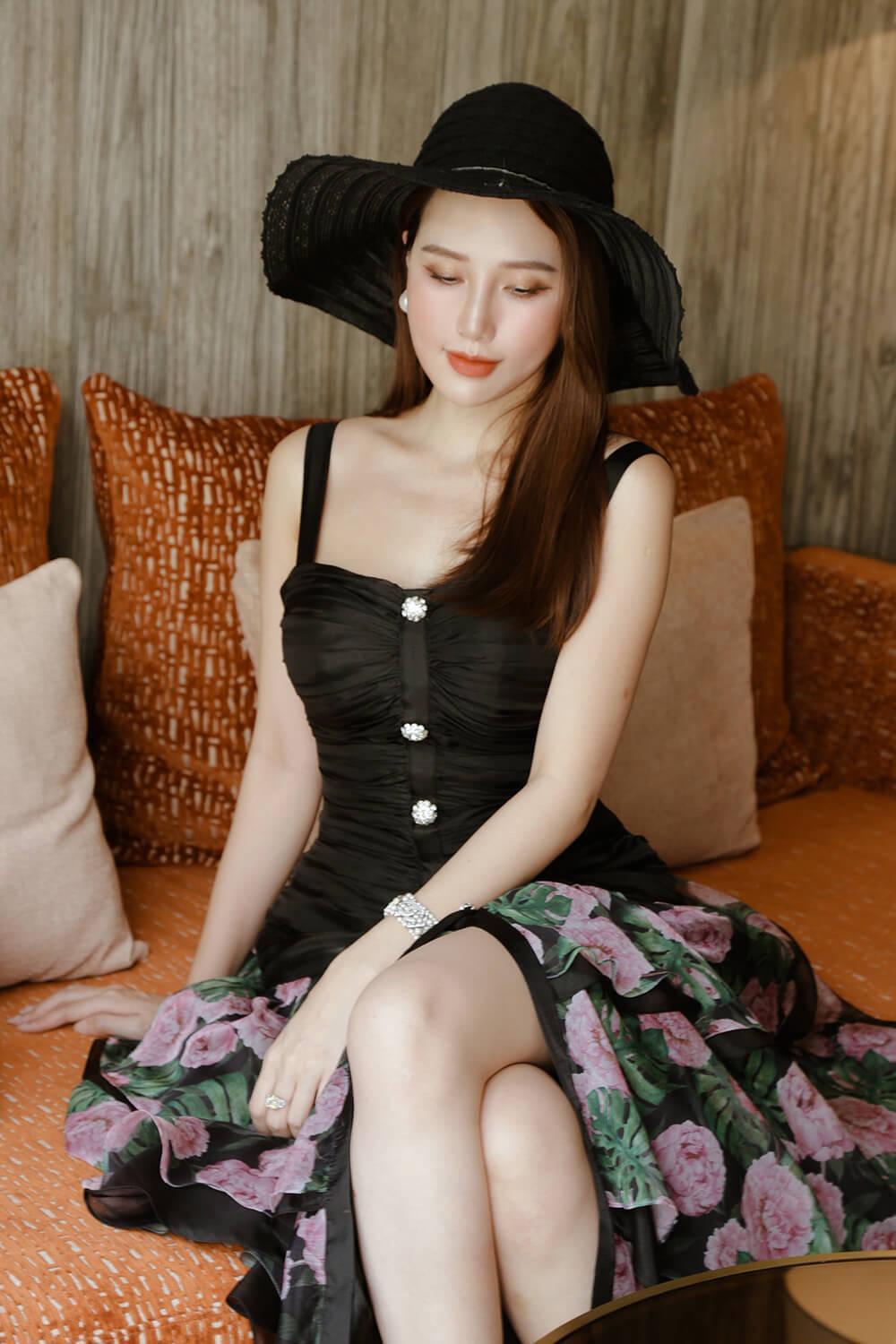 Ochna Apron Strappy Chiffon Midi Dress MEAN BLVD