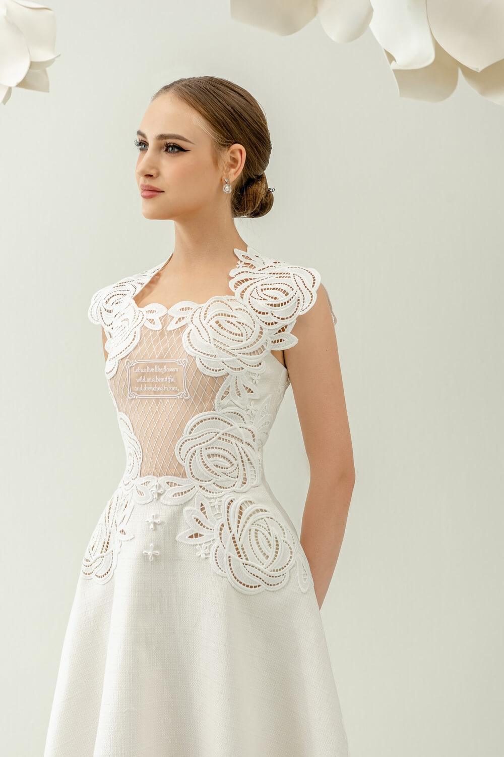 Women's Ohara A-line Queen Anne Neck Linen Silk Midi Dress S/M/L White MEAN BLVD M / White Women's Ohara A-line Queen Anne Neck Linen Silk Midi Dress S/M/L White MEAN BLVD M / White