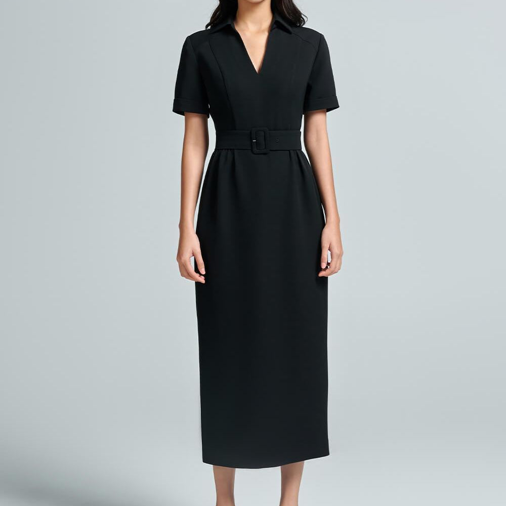 Oriole Sheath Short Sleeved Crepe Midi Dress - MEAN BLVD