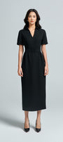Oriole Sheath Short Sleeved Crepe Midi Dress - MEAN BLVD
