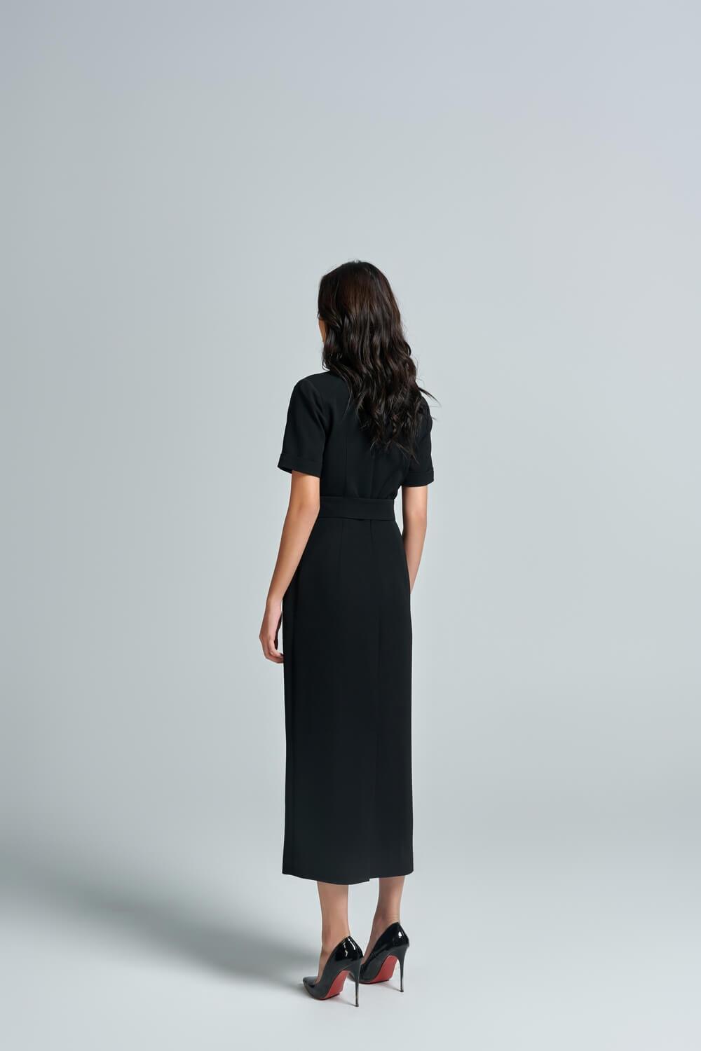 Oriole Sheath Short Sleeved Crepe Midi Dress - MEAN BLVD