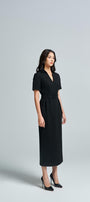 Oriole Sheath Short Sleeved Crepe Midi Dress - MEAN BLVD