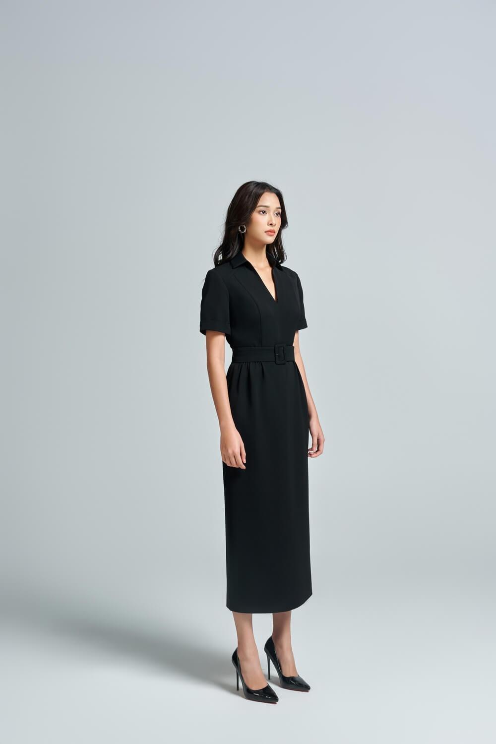 Oriole Sheath Short Sleeved Crepe Midi Dress - MEAN BLVD
