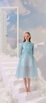 Pale A-line Round Neck Organza Midi Dress MEAN BLVD