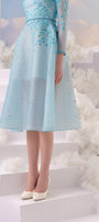 Pale A-line Round Neck Organza Midi Dress MEAN BLVD