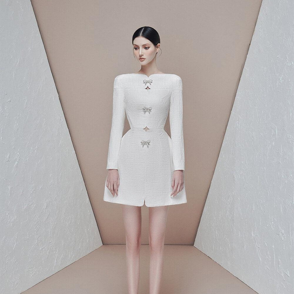 Patrina A-line Long Sleeved Jacquard Mini Dress MEAN BLVD