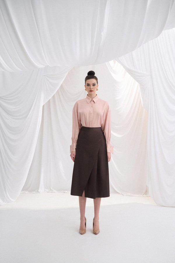 Pelina Wrap High Waist Polyester Midi Skirt MEAN BLVD