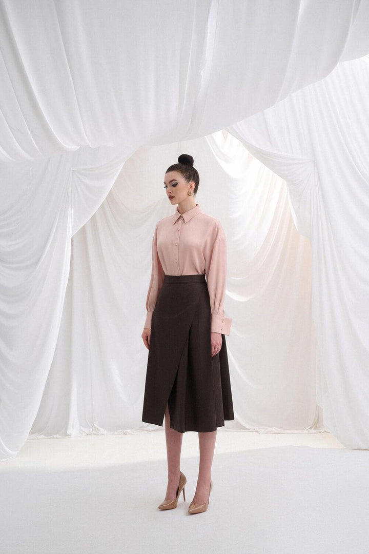 Pelina Wrap High Waist Polyester Midi Skirt MEAN BLVD