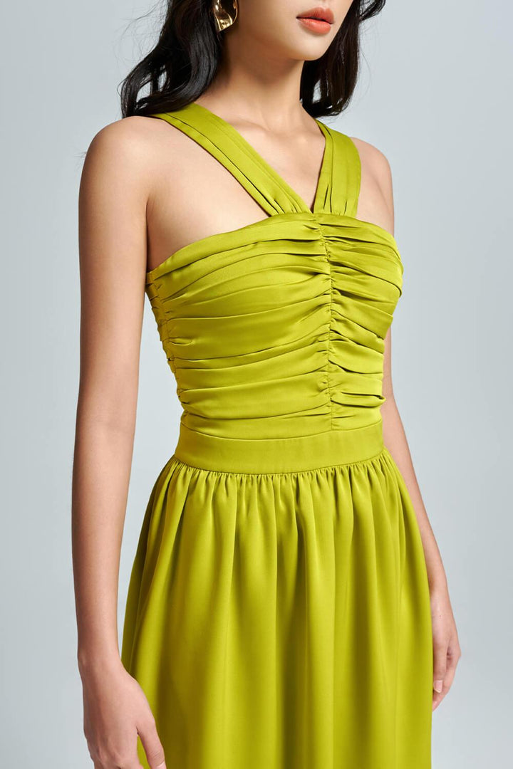 Pelisa A-line Strappy Silk Midi Dress - MEAN BLVD