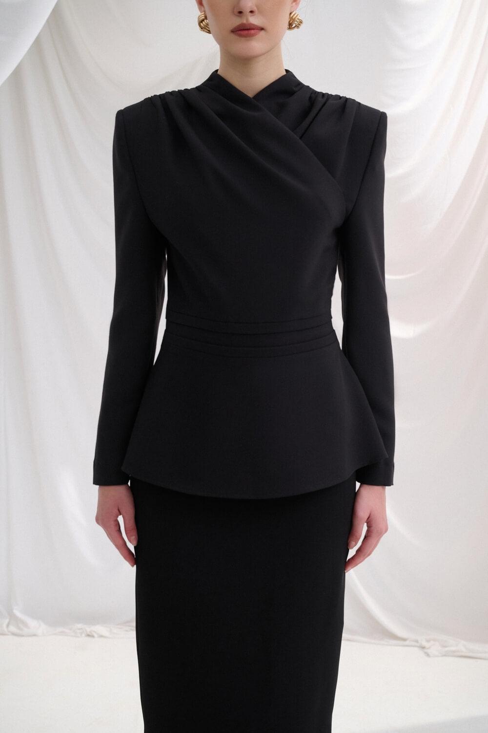 Pemisa Fit and Flare Long Sleeved Twill Top MEAN BLVD