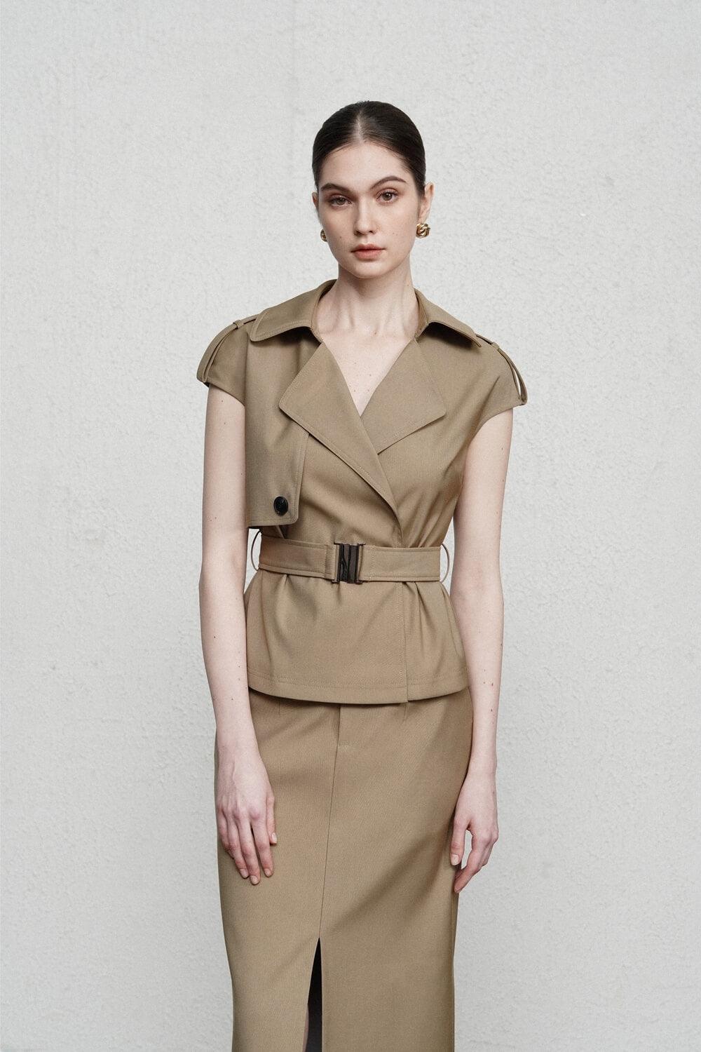 Penelope Straight Storm Flap Khaki Coat MEAN BLVD