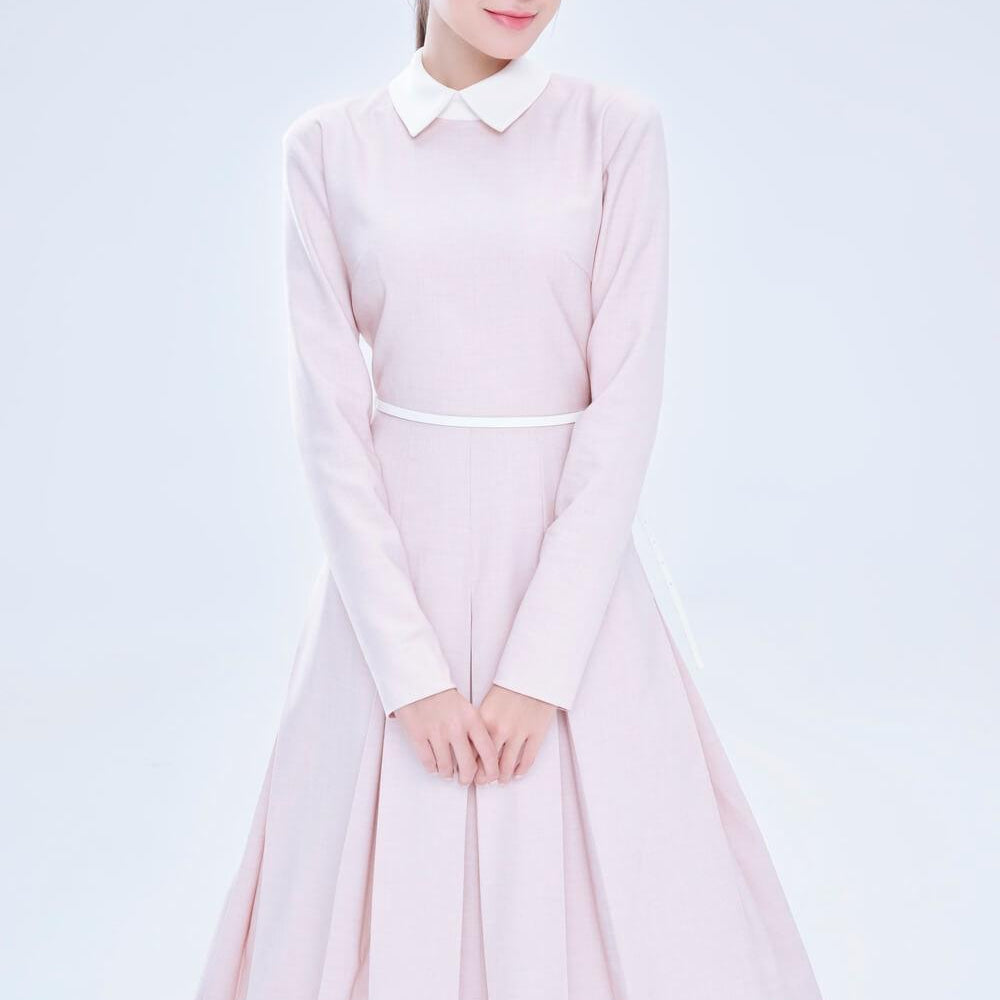 Piper A-line Box Pleated Cotton Midi Dress MEAN BLVD