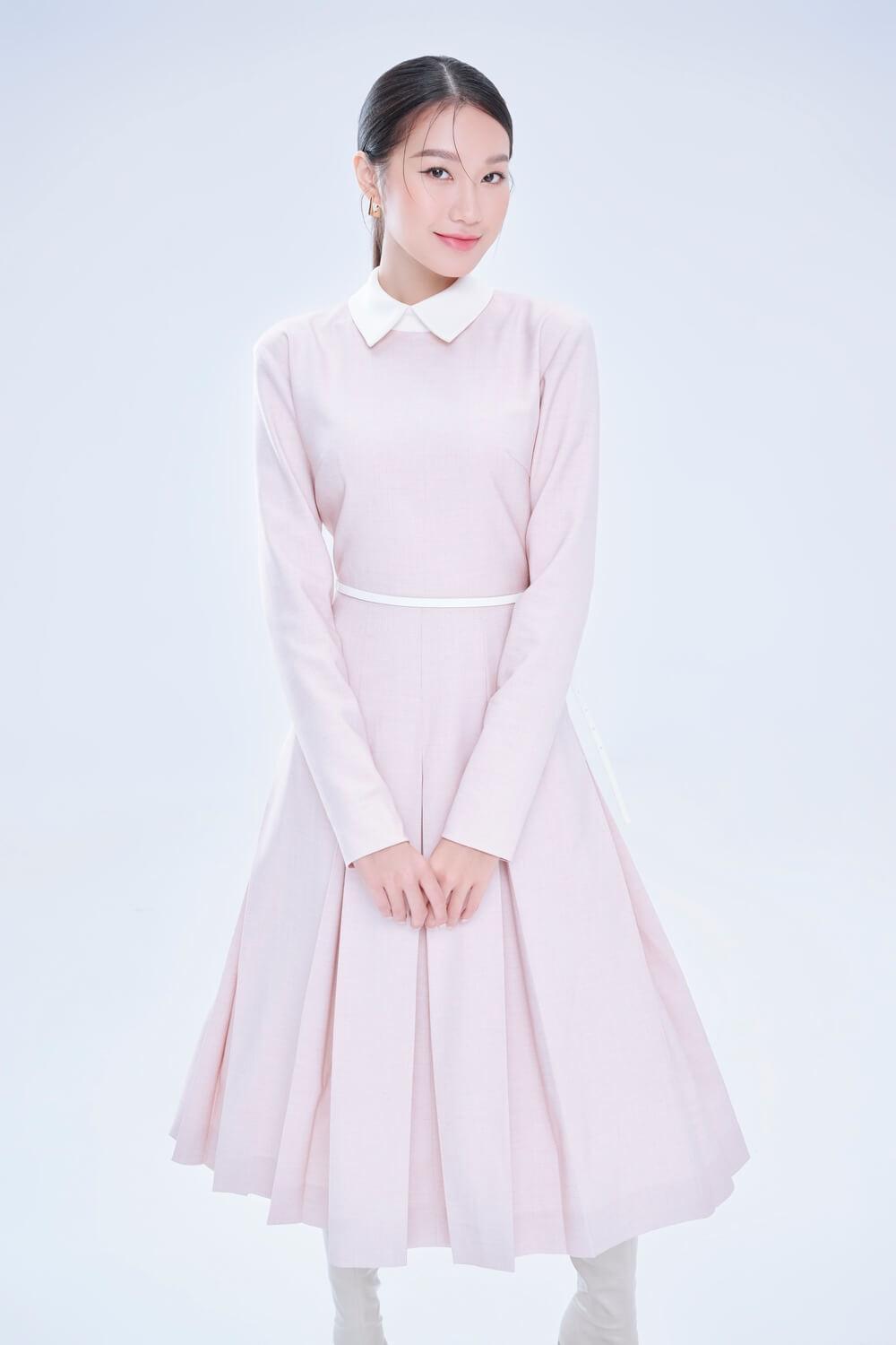 Piper A-line Box Pleated Cotton Midi Dress MEAN BLVD