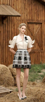Pomelo A-line Lace Linen Silk Mini Skirt MEAN BLVD