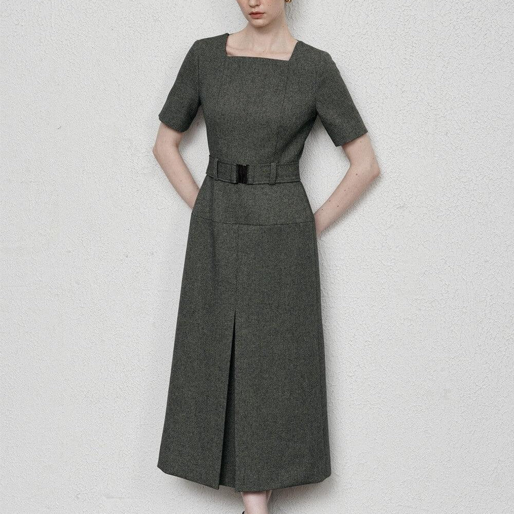 Priscilla A-line Short Sleeved Cotton Midi Dress MEAN BLVD