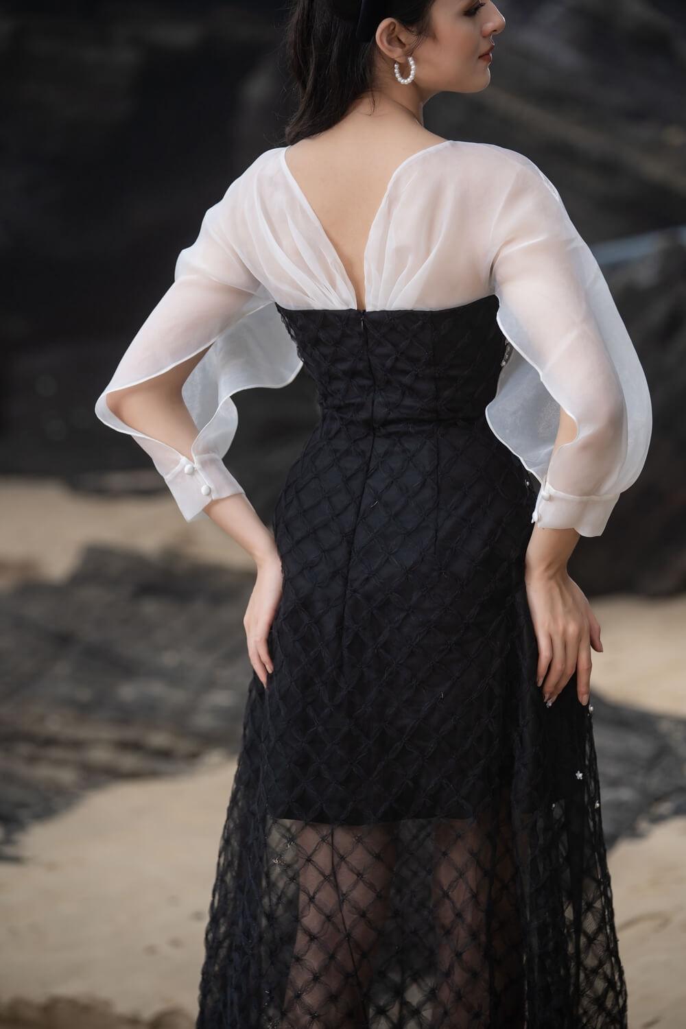 Women's Priya A-line See-Through Mesh Sheer Midi Dress XS/S/M/L/XL