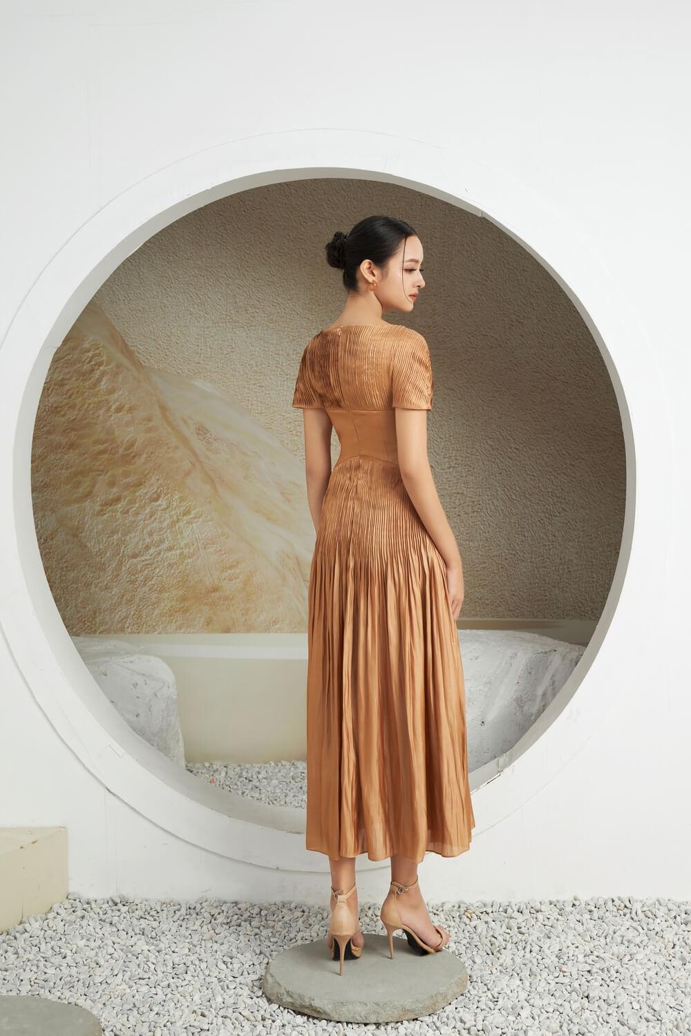 brown boat neck dress Poppy Boat Neck Mini Dress
