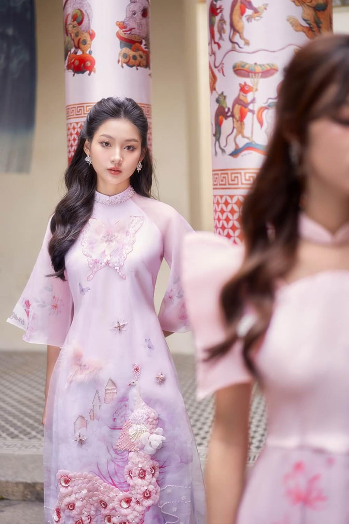 Reverie Fitted Flare Sleeved Organza Long Length Ao Dai MEAN BLVD