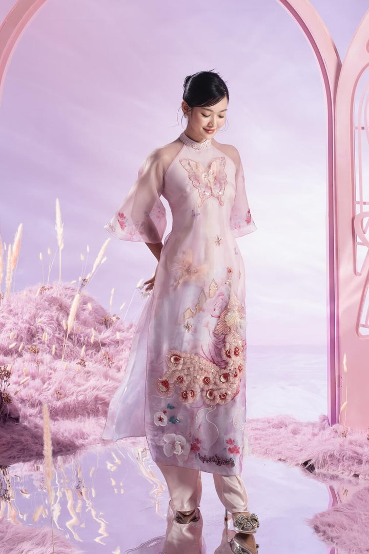 Reverie Fitted Flare Sleeved Organza Long Length Ao Dai MEAN BLVD