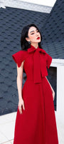 Rosette Bowtie Neck Dress MEAN BLVD