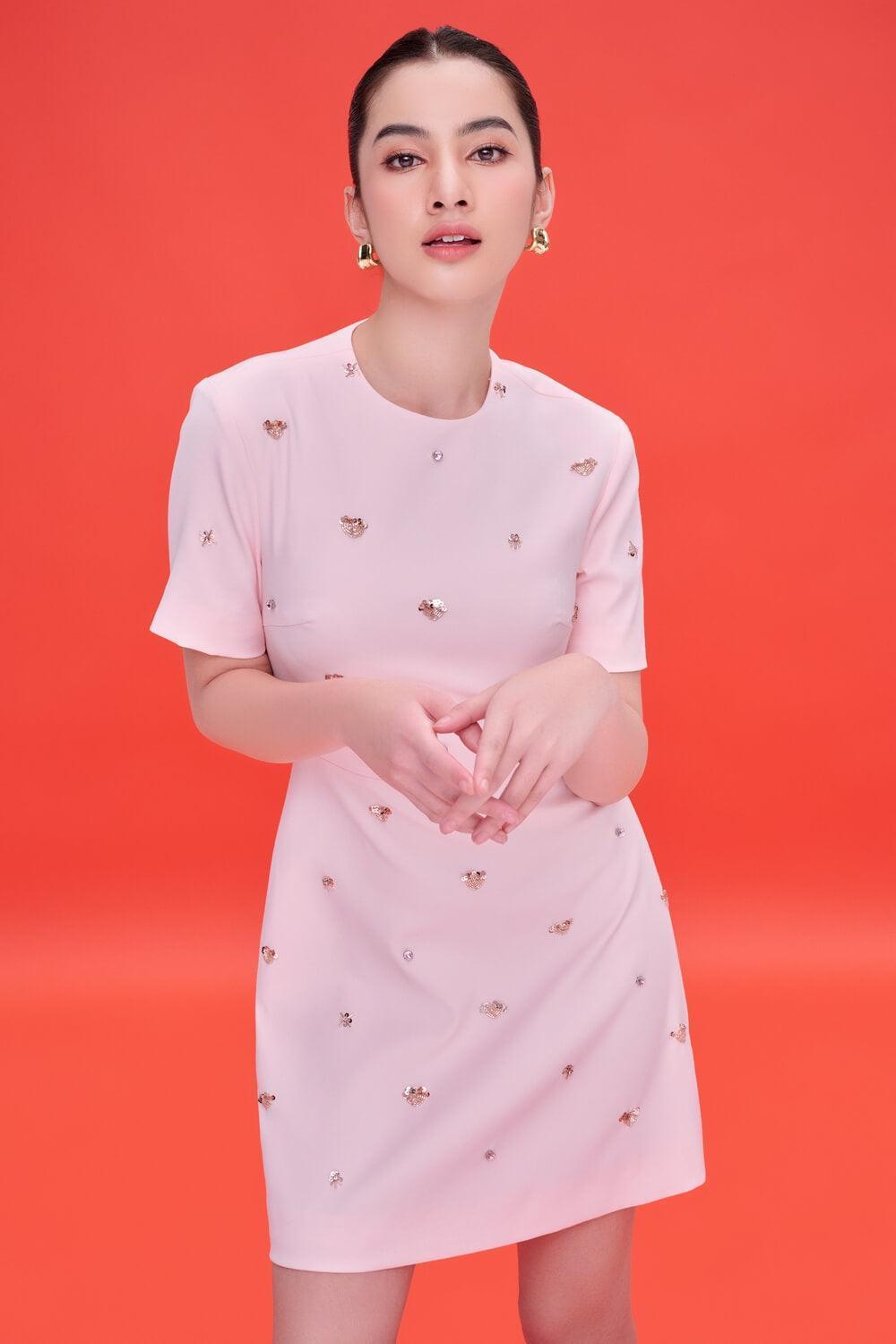 Saylor A-line Short Sleeved Cotton Knee-length Dress MEAN BLVD