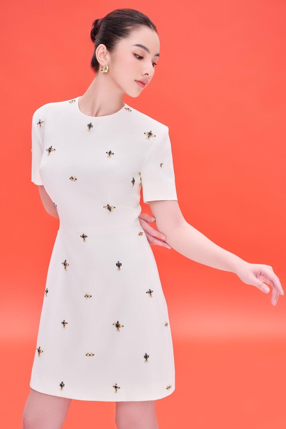 Saylor A-line Short Sleeved Cotton Knee-length Dress MEAN BLVD