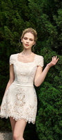 Sonata A-line Short Sleeved Linen Silk Mini Dress MEAN BLVD