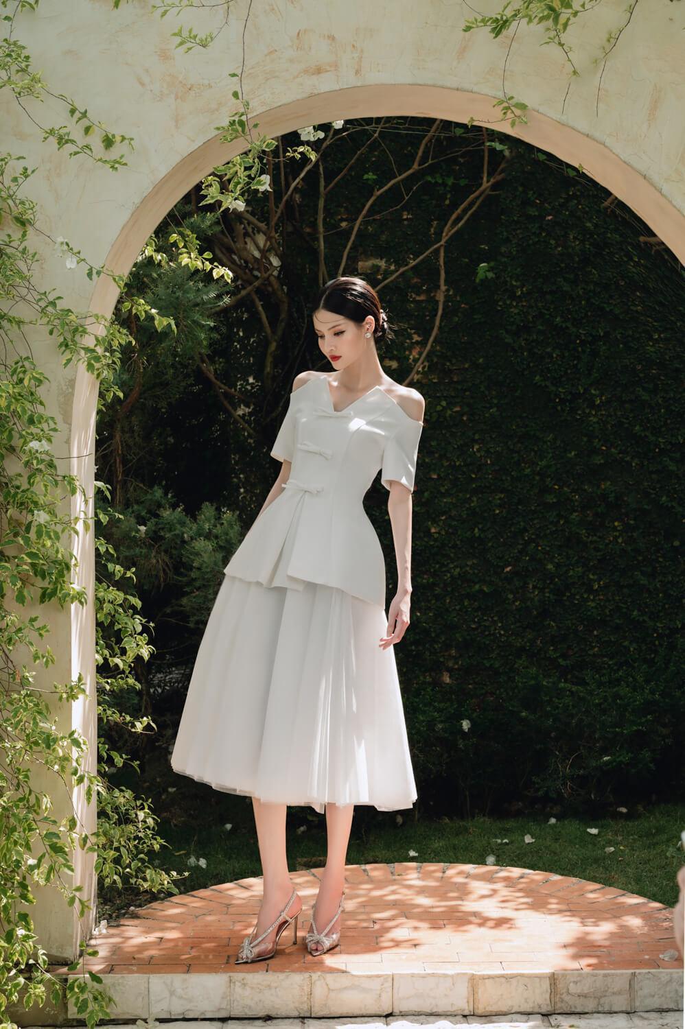 Sophia A-line Flared Tulle Midi Skirt MEAN BLVD