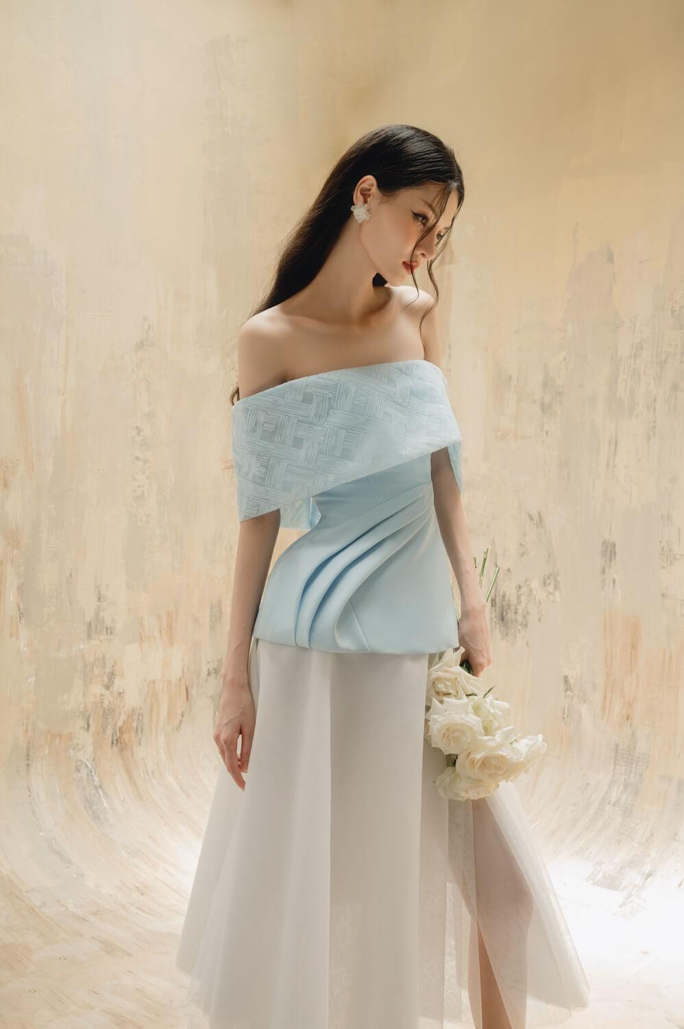 Sophia A-line Flared Tulle Midi Skirt MEAN BLVD