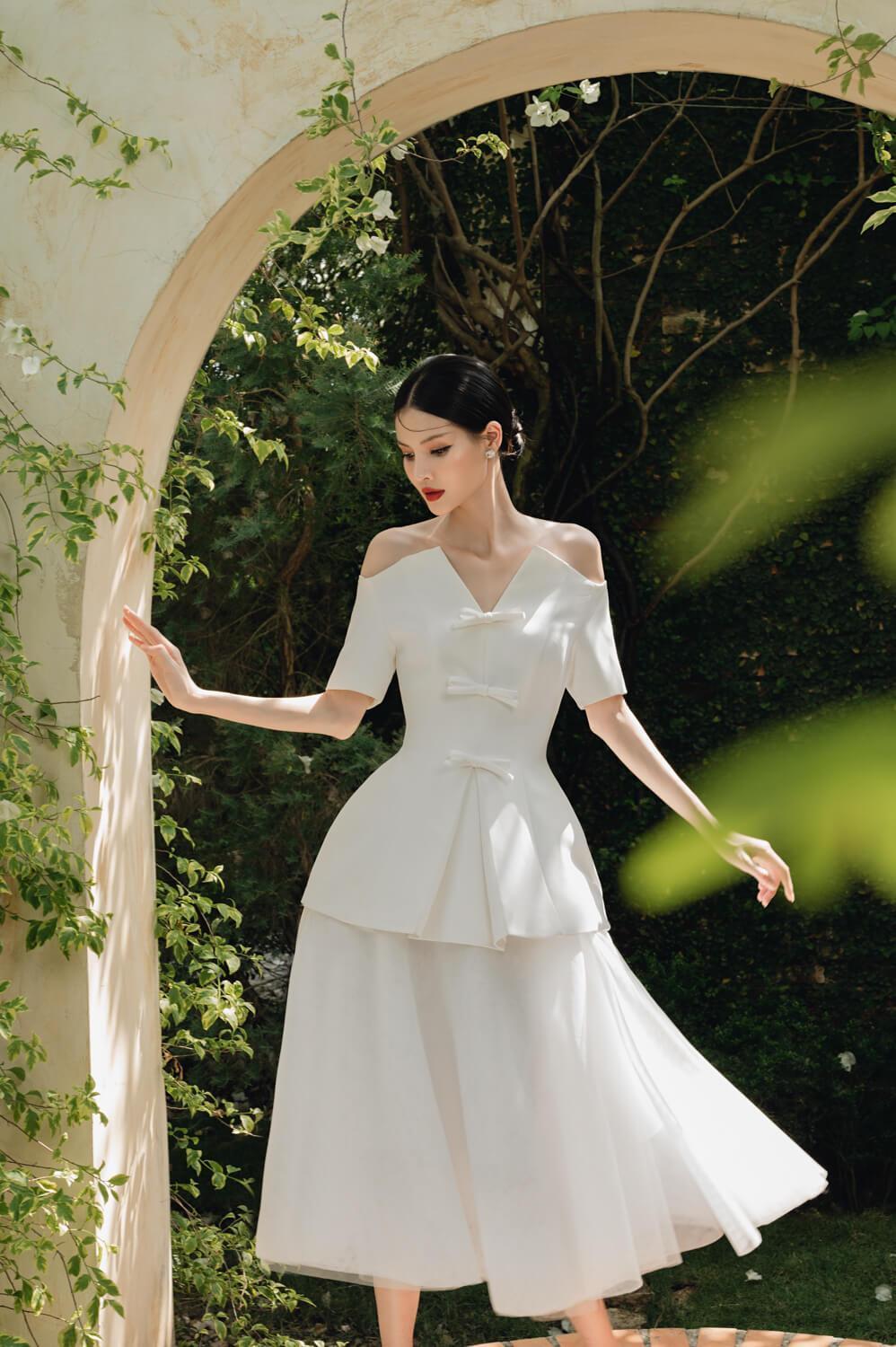 Sophia A-line Flared Tulle Midi Skirt MEAN BLVD