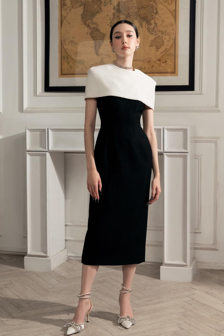 Sophia Sheath V-Neck Polyester Midi Dress - MEAN BLVD