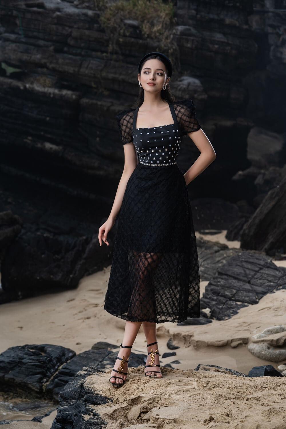 mesh see through midi dress Black Mesh Bodycon Midi Dress w/ Thumbholes by Midnight Hour