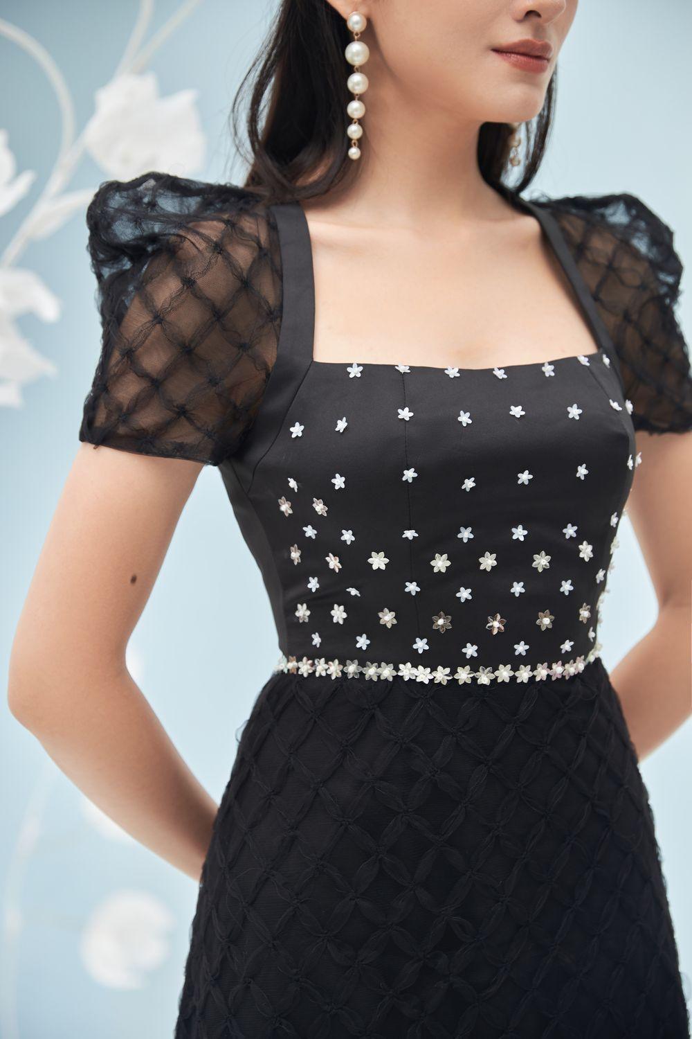Women's Stacy A-line See-Through Mesh Sheer Midi Dress XS/S/M/L/XL