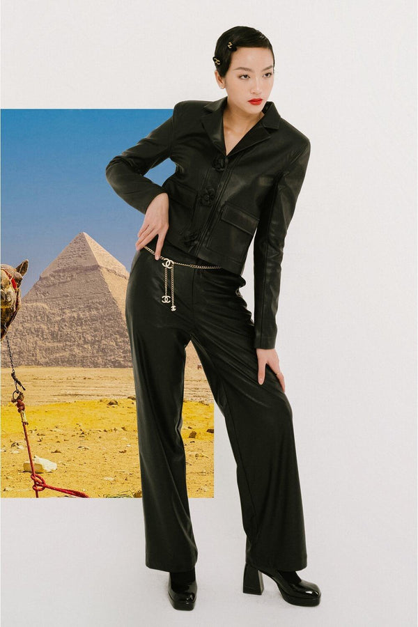 Talia Straight Side Pocket Leather Pants MEAN BLVD