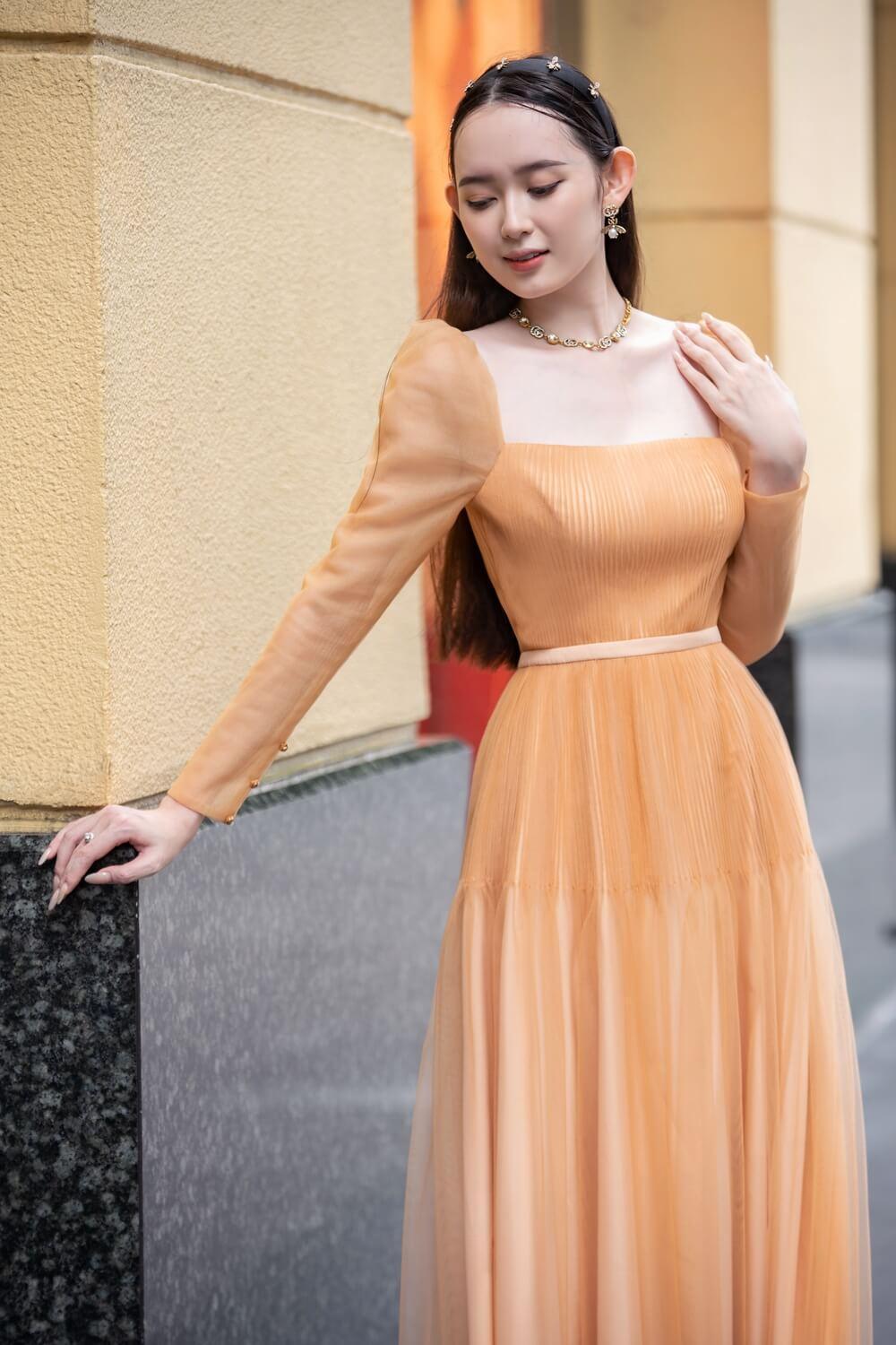 Women's Tyler A-line Square Neck Mesh Sheer Midi Dress XS/S/M/L/XL Pink/Orange/Black MEAN BLVD XL / Pink Women's Tyler A-line Square Neck Mesh Sheer Midi Dress XS/S/M/L/XL Pink/Orange/Black MEAN BLVD XL / Pink
