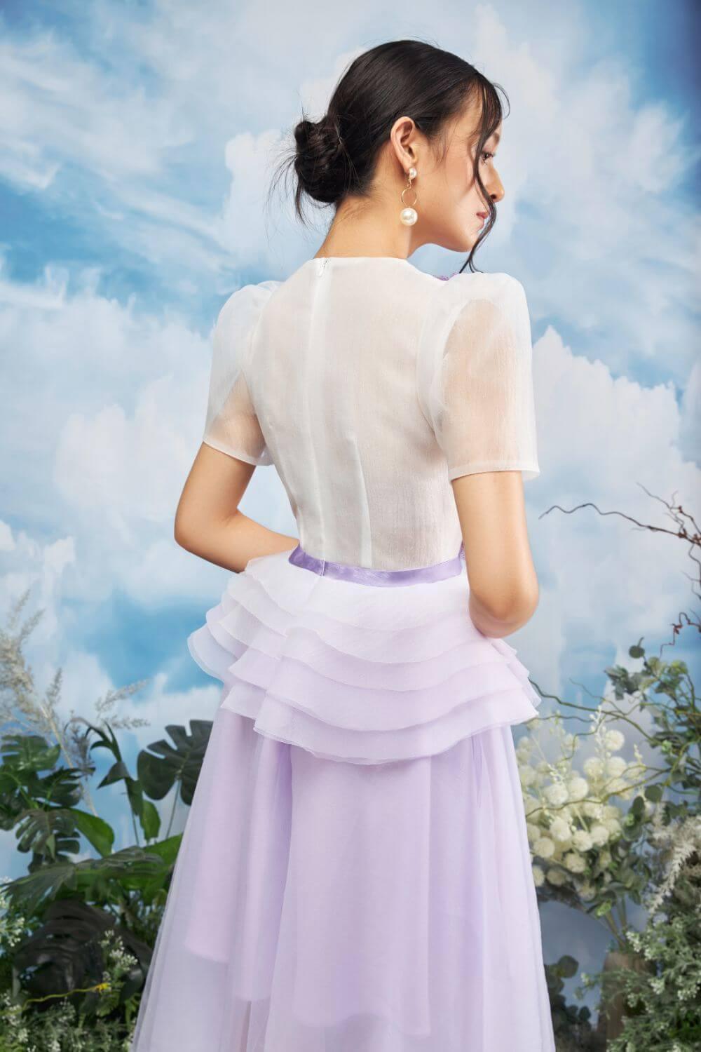 organza peplum dress Midnight Iridescent Liquid Organza Asymmetric Structured Shoulder Pepl