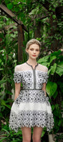 Vine A-line Short Sleeved Chiffon Mini Dress MEAN BLVD