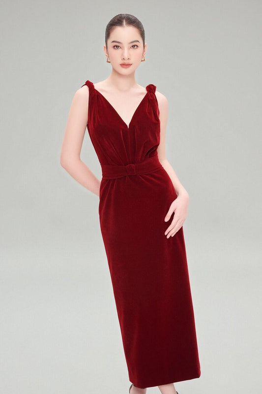 Wren Empire V-Neck Velvet Maxi Dress MEAN BLVD