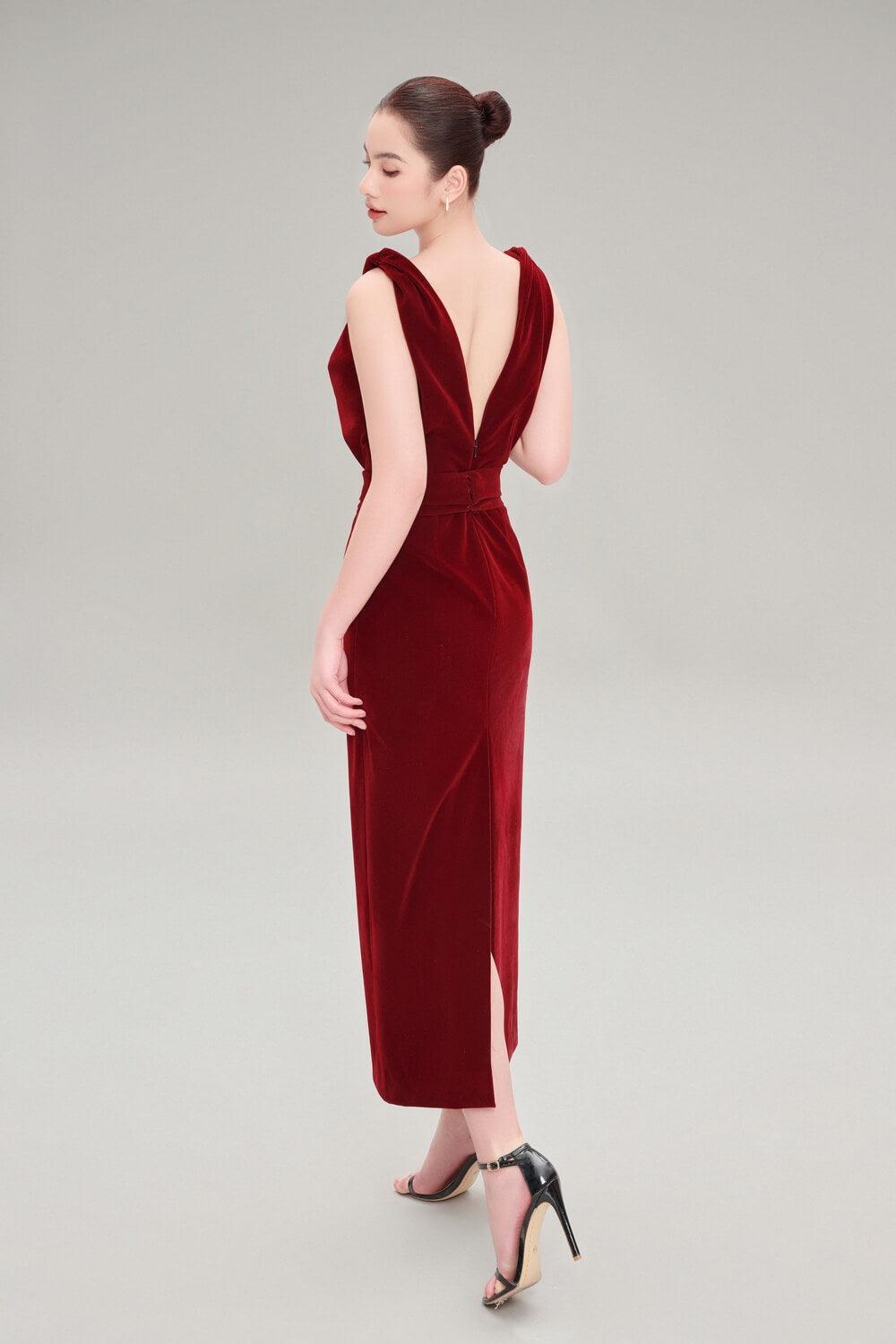 Wren Empire V-Neck Velvet Maxi Dress MEAN BLVD